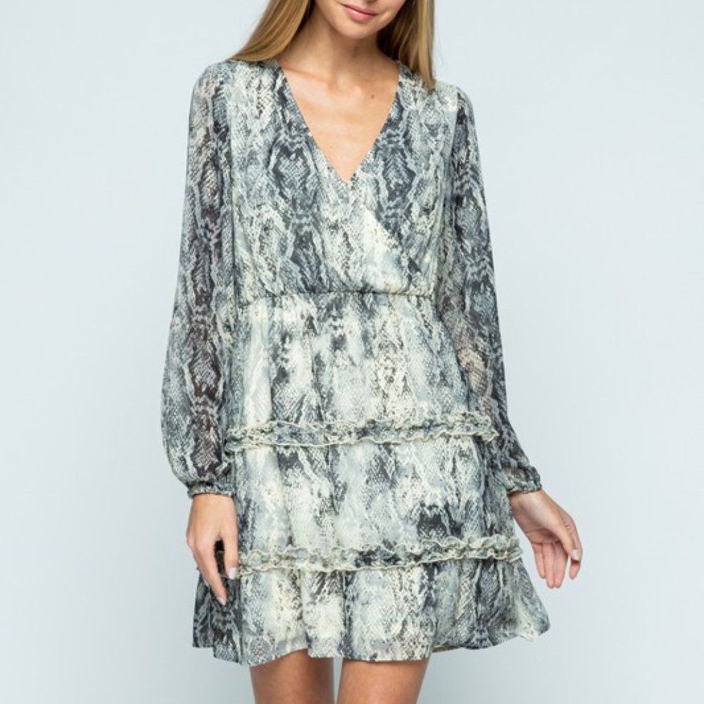 Snakeskin print Ruffled mini Dress